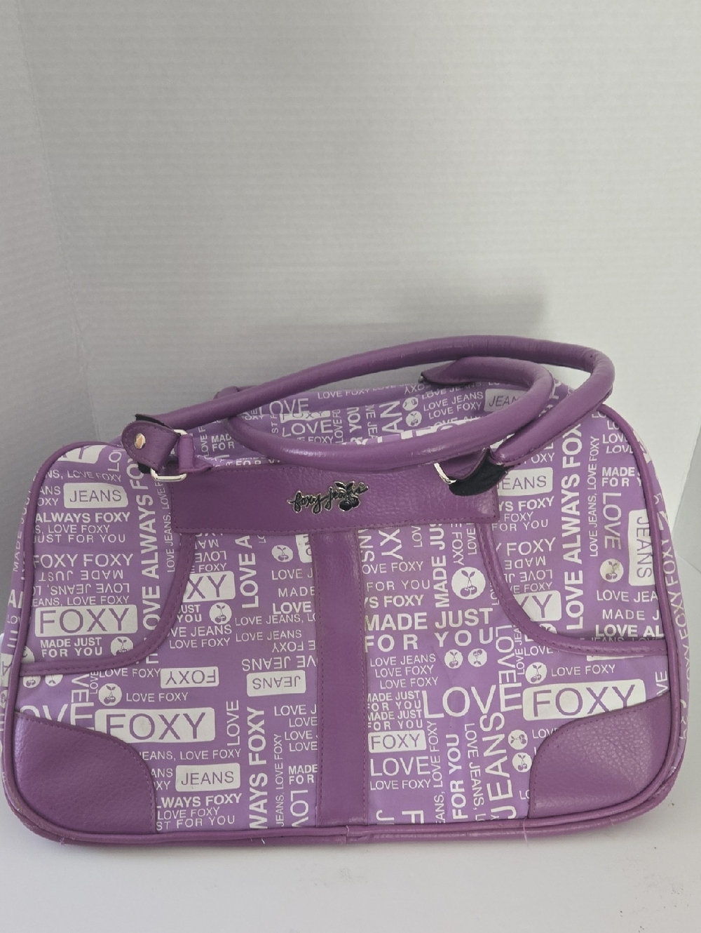 Foxy Jeans Purple Logo-Print Shoulder Bag